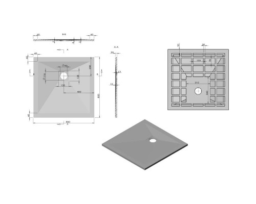 Купить Душевой поддон из литого мрамора 80х80 см Vincea VST-4SR8080W в магазине сантехники Santeh-Crystal.ru