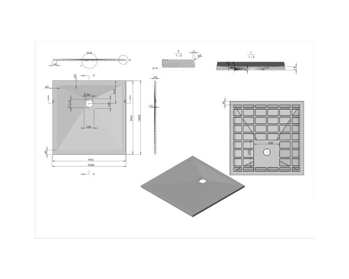 Купить Душевой поддон из литого мрамора 100х100 см Vincea VST-4SR1010W в магазине сантехники Santeh-Crystal.ru