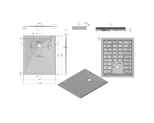 Заказать Душевой поддон из литого мрамора 120х100 см Vincea VST-4SR1012A в магазине сантехники Santeh-Crystal.ru