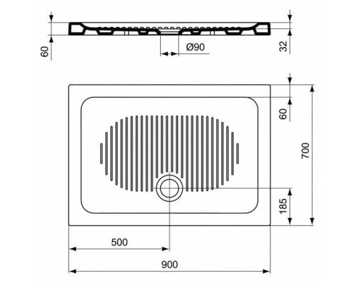 Приобрести Керамический поддон 90х70 см Ideal Standard Connect T267001 в магазине сантехники Santeh-Crystal.ru
