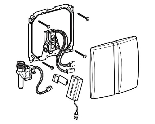 Приобрести Система электронного управления смывом писсуара, питание от батарей Geberit Basic матовый хром 115.804.46.5 в магазине сантехники Santeh-Crystal.ru