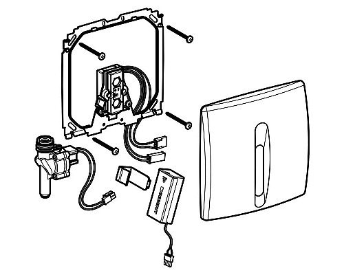 Купить Система электронного управления смывом писсуара, питание от батарей Geberit Basic матовый хром 115.818.46.5 в магазине сантехники Santeh-Crystal.ru
