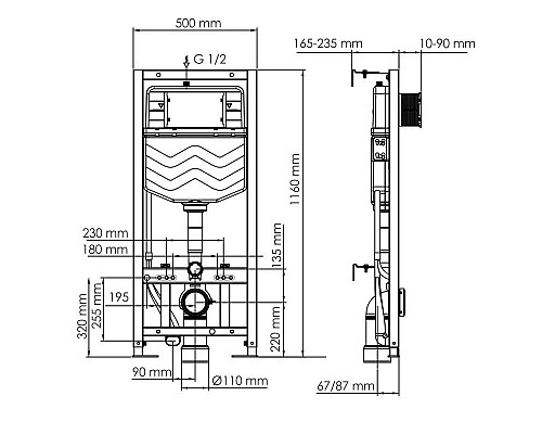 Приобрести Монтажный элемент для подвесного унитаза WasserKRAFT Aller 10 10TLT.010.ME.MG01 в магазине сантехники Santeh-Crystal.ru