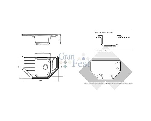 Заказать Кухонная мойка бежевый GranFest Corner GF-C800E в магазине сантехники Santeh-Crystal.ru