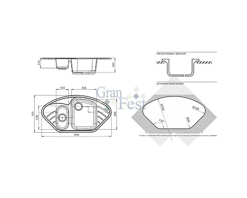 Заказать Кухонная мойка бежевый GranFest Corner GF-C960E в магазине сантехники Santeh-Crystal.ru