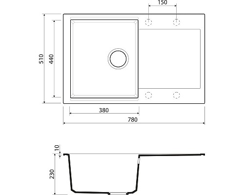 Купить Кухонная мойка черный Artgranit Omoikiri Daisen 78-BL в магазине сантехники Santeh-Crystal.ru