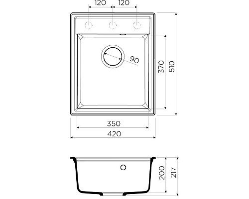 Заказать Кухонная мойка черный Artgranit Omoikiri Daisen 42-BL в магазине сантехники Santeh-Crystal.ru