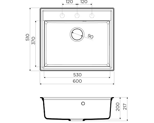 Заказать Кухонная мойка черный Artgranit Omoikiri Daisen 60-BL в магазине сантехники Santeh-Crystal.ru