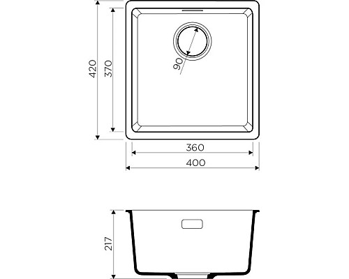 Купить Кухонная мойка черный Artgranit Omoikiri Kata 40-U-BL в магазине сантехники Santeh-Crystal.ru