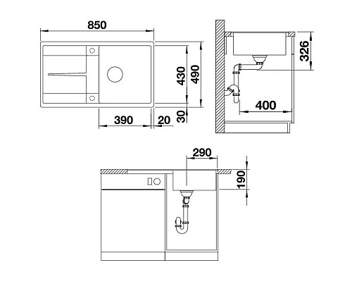 Приобрести Кухонная мойка Blanco Metra 5 S-F антрацит 519097 в магазине сантехники Santeh-Crystal.ru