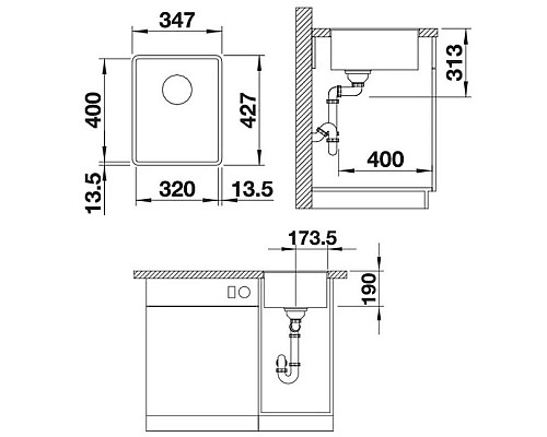 Купить Кухонная мойка Blanco Subline 320-F InFino антрацит 523416 в магазине сантехники Santeh-Crystal.ru