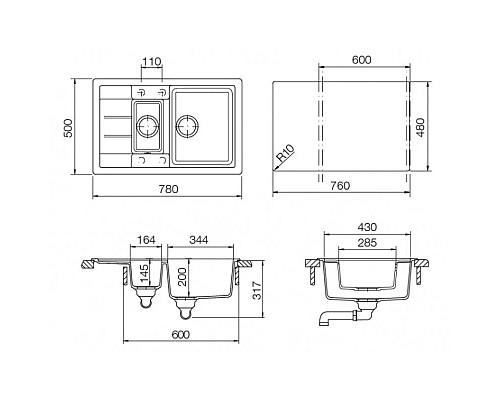 Купить Кухонная мойка Schock Aster 60D эверест 700766 в магазине сантехники Santeh-Crystal.ru