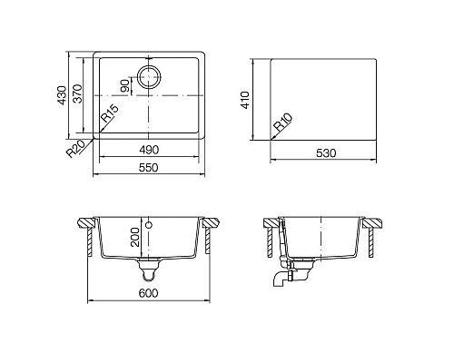 Заказать Кухонная мойка Schock Quadro 60 оникс 700517 в магазине сантехники Santeh-Crystal.ru