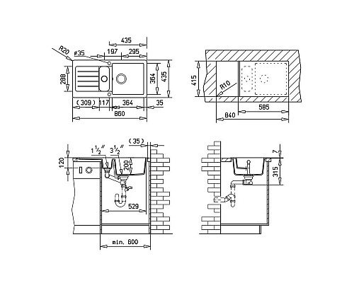 Приобрести Кухонная мойка Teka Kea 60 B-TG карбон 40143369 в магазине сантехники Santeh-Crystal.ru