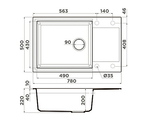 Купить Кухонная мойка Tetogranit Omoikiri Sakaime 78-LB-BL черный 4993900 в магазине сантехники Santeh-Crystal.ru
