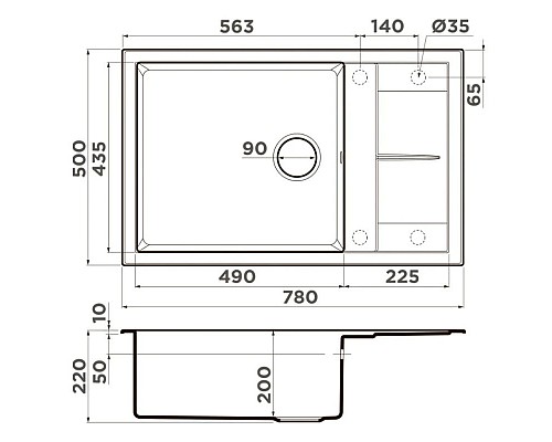 Купить Кухонная мойка Tetogranit Omoikiri Sumi 78 LB-BL черный 4993719 в магазине сантехники Santeh-Crystal.ru