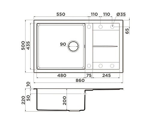 Купить Кухонная мойка Tetogranit Omoikiri Sumi 86-BL черный 4993646 в магазине сантехники Santeh-Crystal.ru