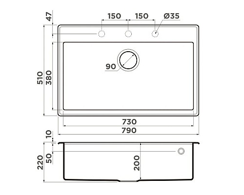 Купить Кухонная мойка Tetogranit Omoikiri Tedori 79-WH белый 4993951 в магазине сантехники Santeh-Crystal.ru