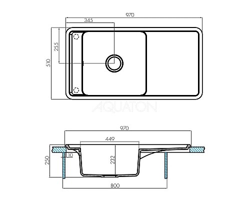 Заказать Кухонная мойка Акватон Беллис серый шелк 1A725132BS250 в магазине сантехники Santeh-Crystal.ru