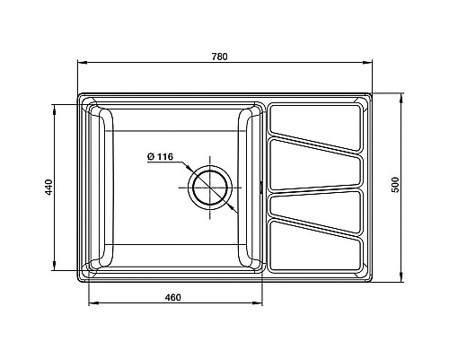 Купить Кухонная мойка GranFest графит Vertex GF-V-780L в магазине сантехники Santeh-Crystal.ru