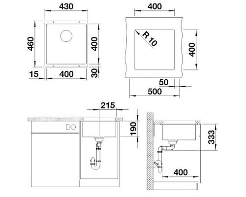 Купить Кухонная мойка Blanco Rotan 400-U антрацит 521332 в магазине сантехники Santeh-Crystal.ru