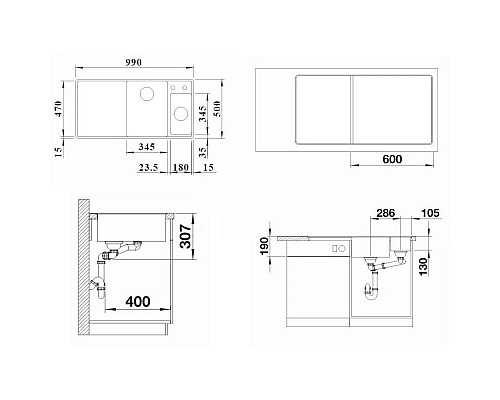 Купить Кухонная мойка Blanco Axia III 6 S-F InFino кофе 524674 в магазине сантехники Santeh-Crystal.ru