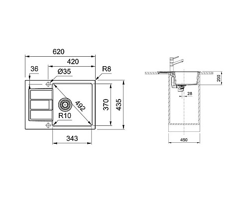 Приобрести Кухонная мойка Tectonite Franke Sirius S2D 611-62/435 белый 143.0628.361 в магазине сантехники Santeh-Crystal.ru