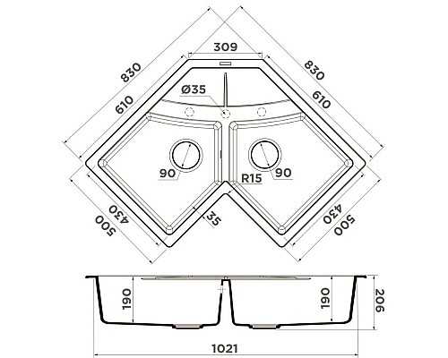 Купить Кухонная мойка Tetogranit Omoikiri Sumi 83C-BL черный 4993864 в магазине сантехники Santeh-Crystal.ru