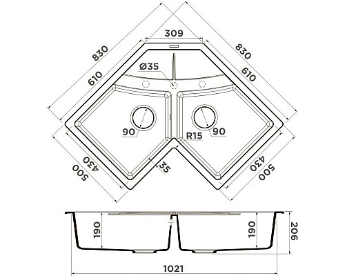 Купить Кухонная мойка Tetogranit Omoikiri Sumi 83C-PL платина 4993860 в магазине сантехники Santeh-Crystal.ru