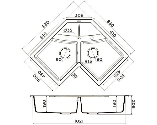 Заказать Кухонная мойка Tetogranit Omoikiri Sumi 83C-WH белый 4997174 в магазине сантехники Santeh-Crystal.ru