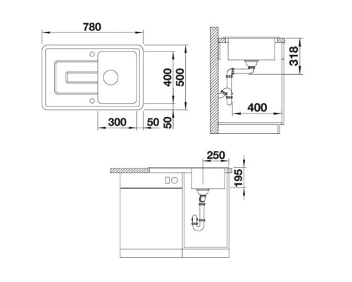 Купить Кухонная мойка Blanco Tolon 45S Глянцевый белый 520319 в магазине сантехники Santeh-Crystal.ru