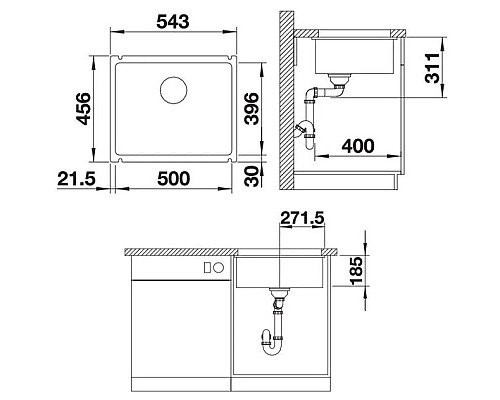 Купить Кухонная мойка Blanco Subline 500-U глянцевый белый 514506 в магазине сантехники Santeh-Crystal.ru