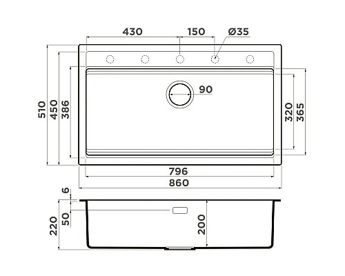 Купить Кухонная мойка Artceramic Omoikiri Kitagawa 86-LB-GB графит 4993794 в магазине сантехники Santeh-Crystal.ru