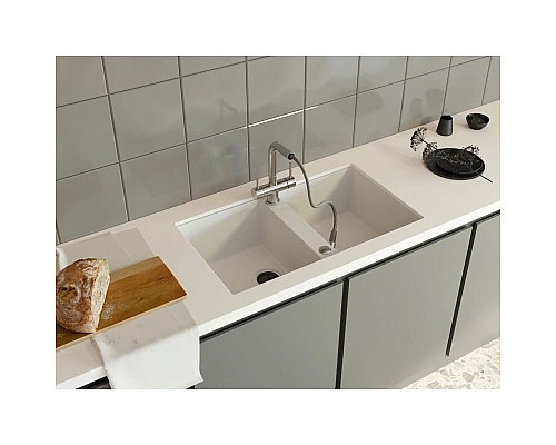 Купить Кухонная мойка Artceramic Omoikiri Kitagawa 83-2-U-GR leningrad grey 4993810 в магазине сантехники Santeh-Crystal.ru