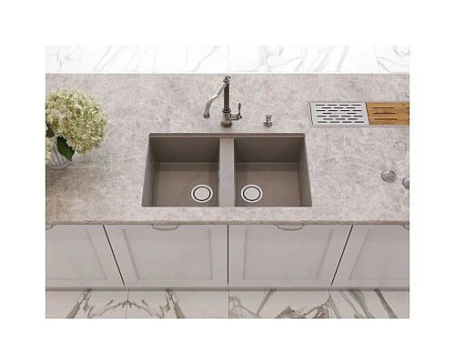 Купить Кухонная мойка Artceramic Omoikiri Kitagawa 83-2-U-GR leningrad grey 4993810 в магазине сантехники Santeh-Crystal.ru