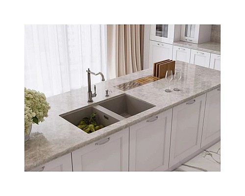 Купить Кухонная мойка Artceramic Omoikiri Kitagawa 83-2-U-GR leningrad grey 4993810 в магазине сантехники Santeh-Crystal.ru