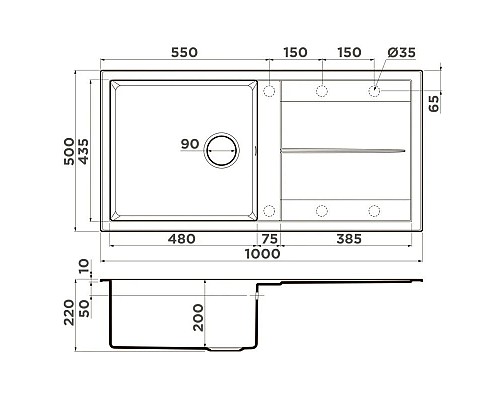 Купить Кухонная мойка Artceramic Omoikiri Sumi 100A-GB графит 4997109 в магазине сантехники Santeh-Crystal.ru