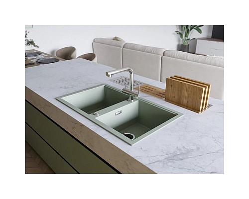 Заказать Кухонная мойка Artceramic Omoikiri Kitagawa 86-2-WG wind green 4993731 в магазине сантехники Santeh-Crystal.ru