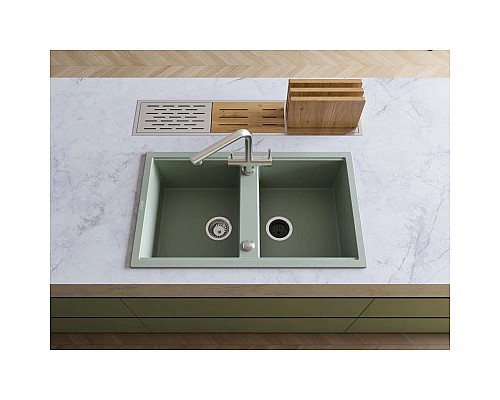 Заказать Кухонная мойка Artceramic Omoikiri Kitagawa 86-2-WG wind green 4993731 в магазине сантехники Santeh-Crystal.ru