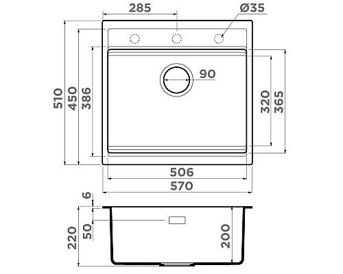 Купить Кухонная мойка Artceramic Omoikiri Kitagawa 57-GB графит 4993315 в магазине сантехники Santeh-Crystal.ru