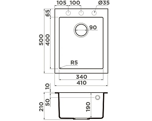 Купить Кухонная мойка Artceramic Omoikiri Bosen 41A-GB графит 4993812 в магазине сантехники Santeh-Crystal.ru