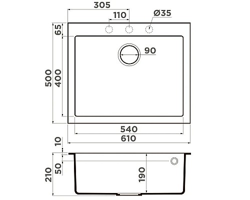 Приобрести Кухонная мойка Artceramic Omoikiri Bosen 61A-GB графит 4993824 в магазине сантехники Santeh-Crystal.ru