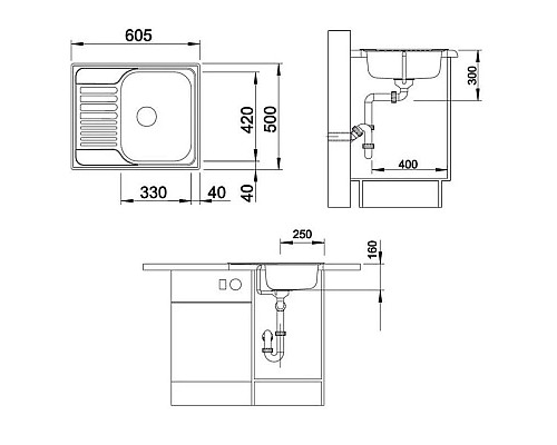 Купить Кухонная мойка Blanco Tipo 45S Mini Матовая сталь 516524 в магазине сантехники Santeh-Crystal.ru