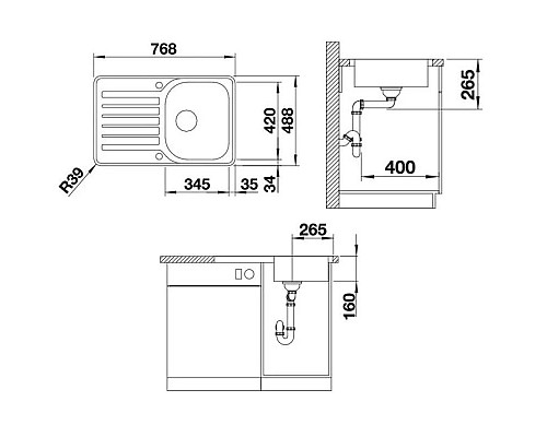 Купить Кухонная мойка Blanco Lantos 45S-IF Compact Полированная сталь 519059 в магазине сантехники Santeh-Crystal.ru