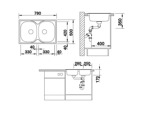 Купить Кухонная мойка Blanco Tipo 8 Compact Матовая сталь 513459 в магазине сантехники Santeh-Crystal.ru