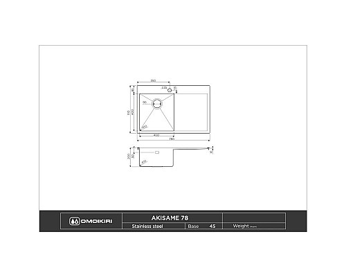 Купить Кухонная мойка вороненая сталь Omoikiri Akisame 78-GM-L в магазине сантехники Santeh-Crystal.ru