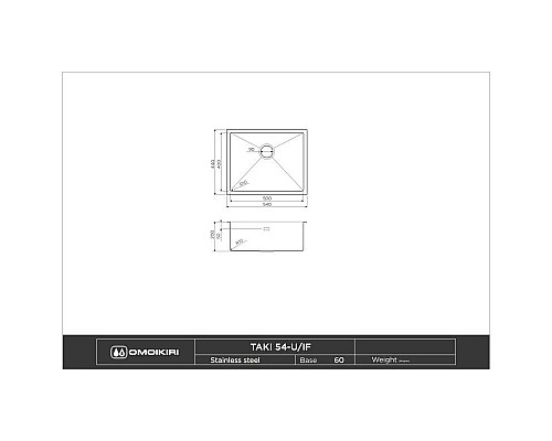 Купить Кухонная мойка нержавеющая сталь Omoikiri Taki 54-U/IF-IN 4973046 в магазине сантехники Santeh-Crystal.ru