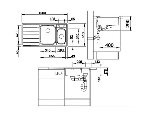 Купить Кухонная мойка Blanco Axis III 6S-IF InFino зеркальная полированная сталь 522104 в магазине сантехники Santeh-Crystal.ru