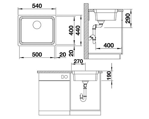 Приобрести Кухонная мойка Blanco Etagon 500-IF InFino зеркальная полированная сталь 521840 в магазине сантехники Santeh-Crystal.ru