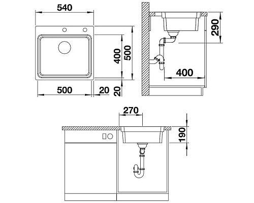 Заказать Кухонная мойка Blanco Etagon 500-IF/A InFino зеркальная полированная сталь 521748 в магазине сантехники Santeh-Crystal.ru